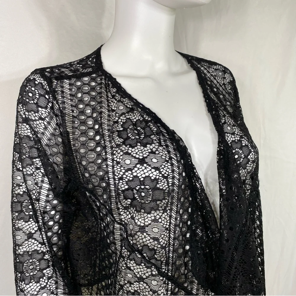 Black Lace See-through Shawl Cardigan Shrug
